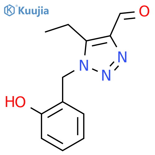 5-ethyl-1-(2-hydroxyphenyl)methyl-1H-1,2,3-triazole-4-carbaldehyde structure