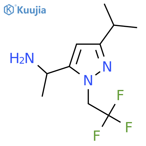 1-3-(propan-2-yl)-1-(2,2,2-trifluoroethyl)-1H-pyrazol-5-ylethan-1-amine structure