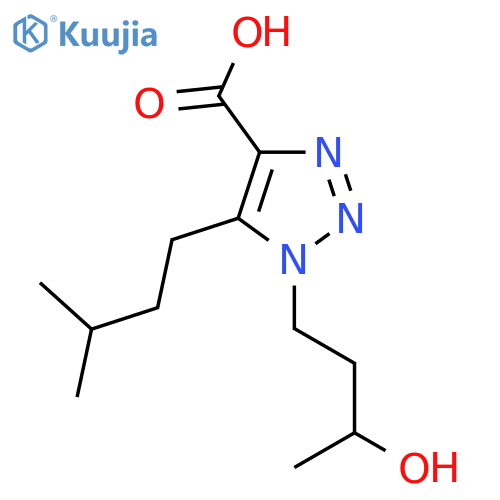 1-(3-hydroxybutyl)-5-(3-methylbutyl)-1H-1,2,3-triazole-4-carboxylic acid structure