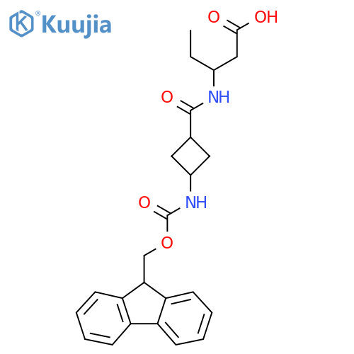 3-{3-({(9H-fluoren-9-yl)methoxycarbonyl}amino)cyclobutylformamido}pentanoic acid structure