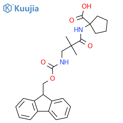 1-3-({(9H-fluoren-9-yl)methoxycarbonyl}amino)-2,2-dimethylpropanamidocyclopentane-1-carboxylic acid structure