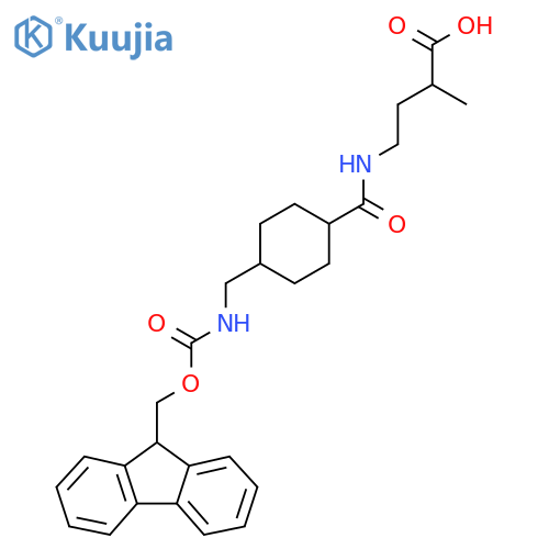4-({4-({(9H-fluoren-9-yl)methoxycarbonyl}amino)methylcyclohexyl}formamido)-2-methylbutanoic acid structure