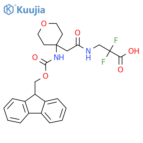 3-{2-[4-({[(9H-fluoren-9-yl)methoxy]carbonyl}amino)oxan-4-yl]acetamido}-2,2-difluoropropanoic acid structure