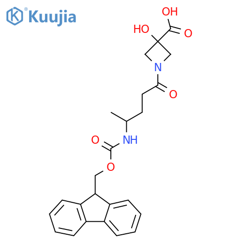 1-4-({(9H-fluoren-9-yl)methoxycarbonyl}amino)pentanoyl-3-hydroxyazetidine-3-carboxylic acid structure