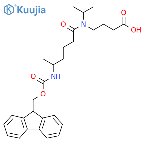 4-5-({(9H-fluoren-9-yl)methoxycarbonyl}amino)-N-(propan-2-yl)hexanamidobutanoic acid structure