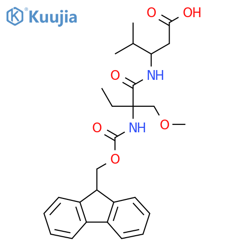 3-2-({(9H-fluoren-9-yl)methoxycarbonyl}amino)-2-(methoxymethyl)butanamido-4-methylpentanoic acid structure