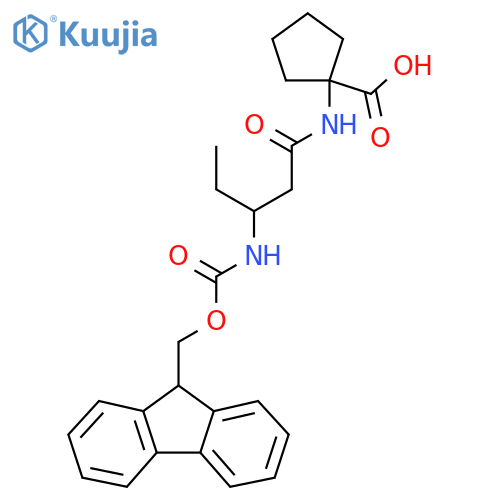 1-3-({(9H-fluoren-9-yl)methoxycarbonyl}amino)pentanamidocyclopentane-1-carboxylic acid structure