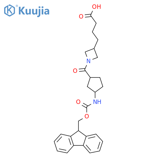 4-{1-3-({(9H-fluoren-9-yl)methoxycarbonyl}amino)cyclopentanecarbonylazetidin-3-yl}butanoic acid structure