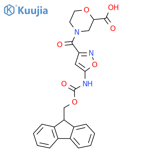 4-5-({(9H-fluoren-9-yl)methoxycarbonyl}amino)-1,2-oxazole-3-carbonylmorpholine-2-carboxylic acid structure