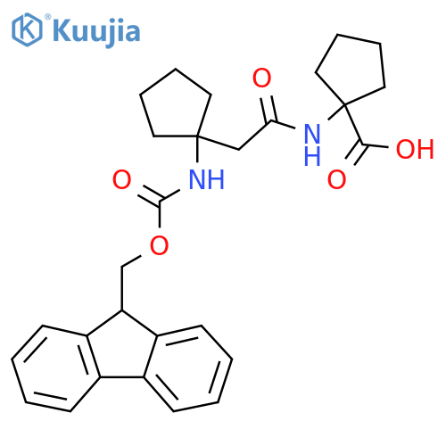 1-{2-1-({(9H-fluoren-9-yl)methoxycarbonyl}amino)cyclopentylacetamido}cyclopentane-1-carboxylic acid structure