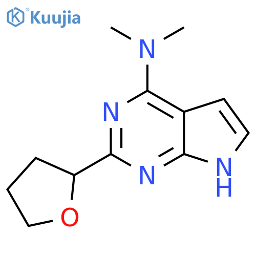 N,N-dimethyl-2-(oxolan-2-yl)-7H-pyrrolo2,3-dpyrimidin-4-amine structure