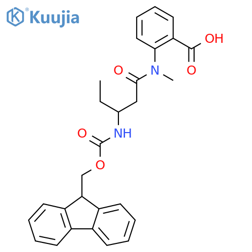 2-3-({(9H-fluoren-9-yl)methoxycarbonyl}amino)-N-methylpentanamidobenzoic acid structure