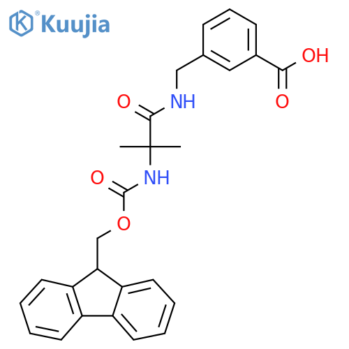 3-{2-({(9H-fluoren-9-yl)methoxycarbonyl}amino)-2-methylpropanamidomethyl}benzoic acid structure