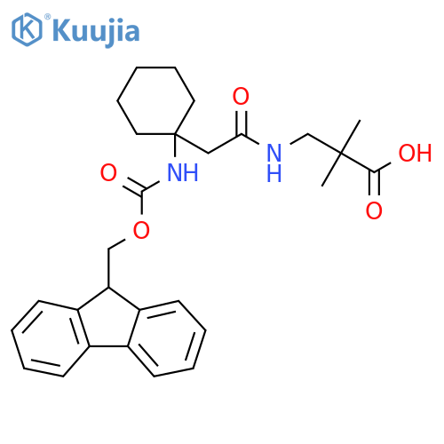 3-{2-1-({(9H-fluoren-9-yl)methoxycarbonyl}amino)cyclohexylacetamido}-2,2-dimethylpropanoic acid structure