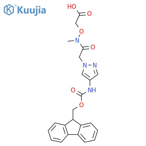 2-({2-4-({(9H-fluoren-9-yl)methoxycarbonyl}amino)-1H-pyrazol-1-yl-N-methylacetamido}oxy)acetic acid structure