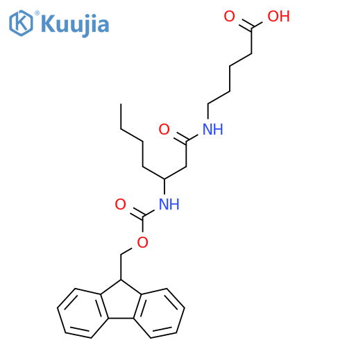 5-3-({(9H-fluoren-9-yl)methoxycarbonyl}amino)heptanamidopentanoic acid structure