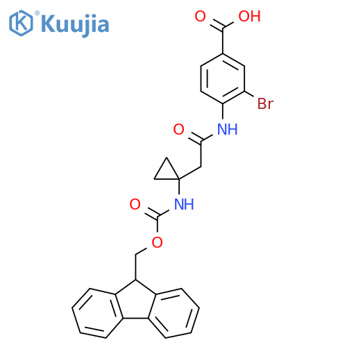 3-bromo-4-{2-1-({(9H-fluoren-9-yl)methoxycarbonyl}amino)cyclopropylacetamido}benzoic acid structure