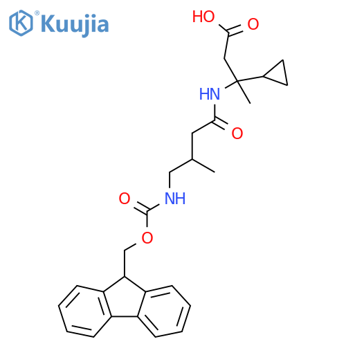 3-cyclopropyl-3-4-({(9H-fluoren-9-yl)methoxycarbonyl}amino)-3-methylbutanamidobutanoic acid structure