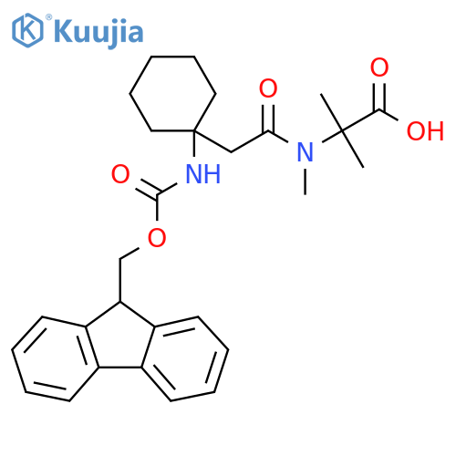 2-{2-1-({(9H-fluoren-9-yl)methoxycarbonyl}amino)cyclohexyl-N-methylacetamido}-2-methylpropanoic acid structure