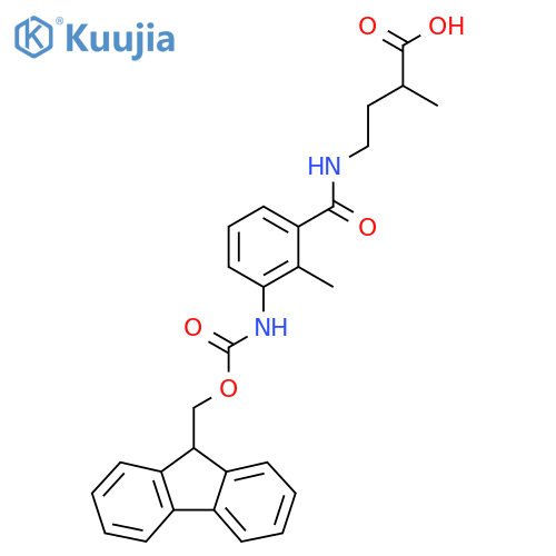 4-{3-({(9H-fluoren-9-yl)methoxycarbonyl}amino)-2-methylphenylformamido}-2-methylbutanoic acid structure