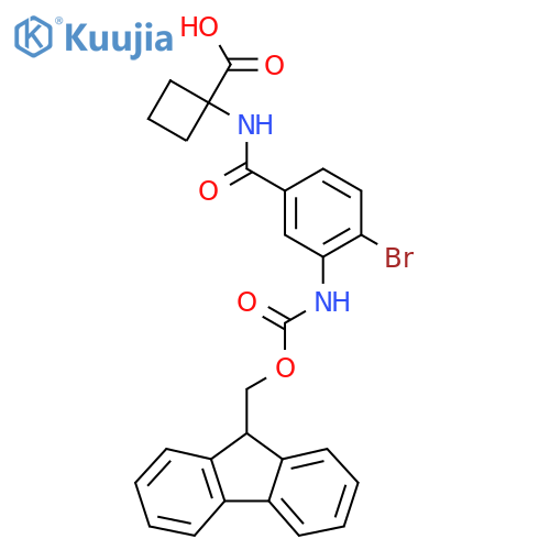 1-4-bromo-3-({(9H-fluoren-9-yl)methoxycarbonyl}amino)benzamidocyclobutane-1-carboxylic acid structure