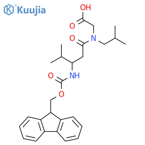2-3-({(9H-fluoren-9-yl)methoxycarbonyl}amino)-4-methyl-N-(2-methylpropyl)pentanamidoacetic acid structure