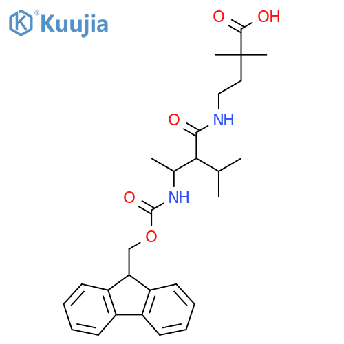 4-3-({(9H-fluoren-9-yl)methoxycarbonyl}amino)-2-(propan-2-yl)butanamido-2,2-dimethylbutanoic acid structure