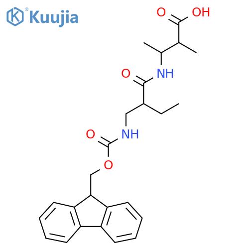 3-{2-({(9H-fluoren-9-yl)methoxycarbonyl}amino)methylbutanamido}-2-methylbutanoic acid structure
