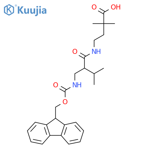 4-{2-({(9H-fluoren-9-yl)methoxycarbonyl}amino)methyl-3-methylbutanamido}-2,2-dimethylbutanoic acid structure
