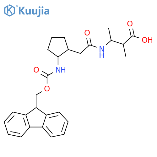3-{2-2-({(9H-fluoren-9-yl)methoxycarbonyl}amino)cyclopentylacetamido}-2-methylbutanoic acid structure
