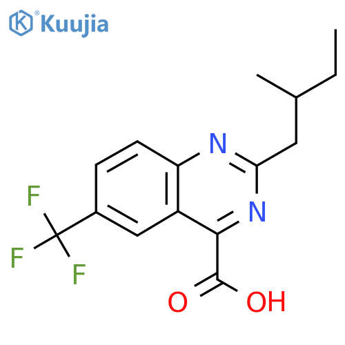 2-(2-Methylbutyl)-6-(trifluoromethyl)quinazoline-4-carboxylic acid structure