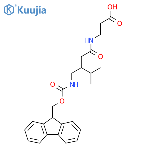 3-{3-({(9H-fluoren-9-yl)methoxycarbonyl}amino)methyl-4-methylpentanamido}propanoic acid structure