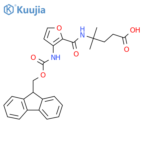 4-{3-({(9H-fluoren-9-yl)methoxycarbonyl}amino)furan-2-ylformamido}-4-methylpentanoic acid structure