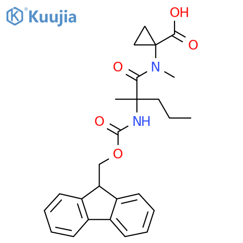 1-2-({(9H-fluoren-9-yl)methoxycarbonyl}amino)-N,2-dimethylpentanamidocyclopropane-1-carboxylic acid structure