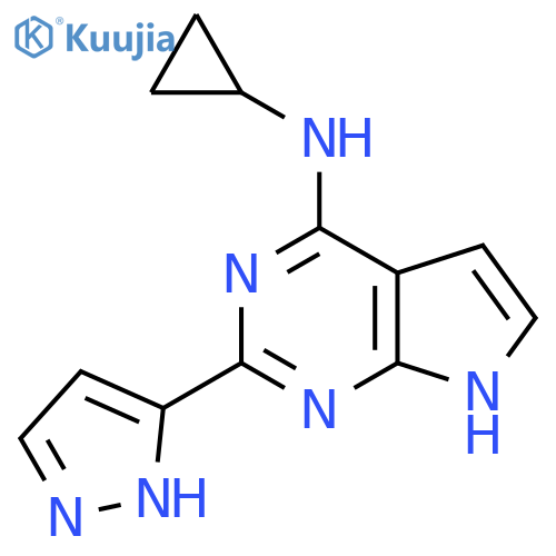 N-cyclopropyl-2-(1H-pyrazol-3-yl)-7H-pyrrolo2,3-dpyrimidin-4-amine structure