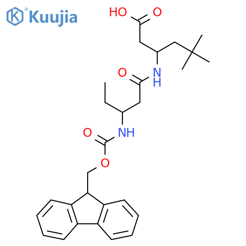 3-3-({(9H-fluoren-9-yl)methoxycarbonyl}amino)pentanamido-5,5-dimethylhexanoic acid structure