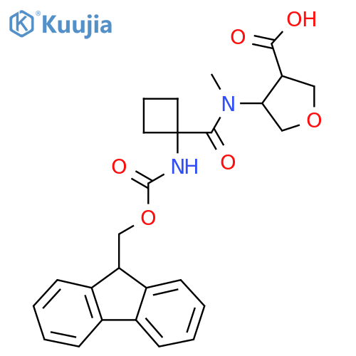 4-N-methyl1-({(9H-fluoren-9-yl)methoxycarbonyl}amino)cyclobutaneamidooxolane-3-carboxylic acid structure