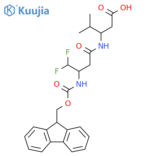 3-3-({(9H-fluoren-9-yl)methoxycarbonyl}amino)-4,4-difluorobutanamido-4-methylpentanoic acid structure