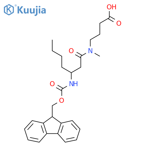 4-3-({(9H-fluoren-9-yl)methoxycarbonyl}amino)-N-methylheptanamidobutanoic acid structure