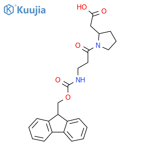 2-{1-3-({(9H-fluoren-9-yl)methoxycarbonyl}amino)propanoylpyrrolidin-2-yl}acetic acid structure
