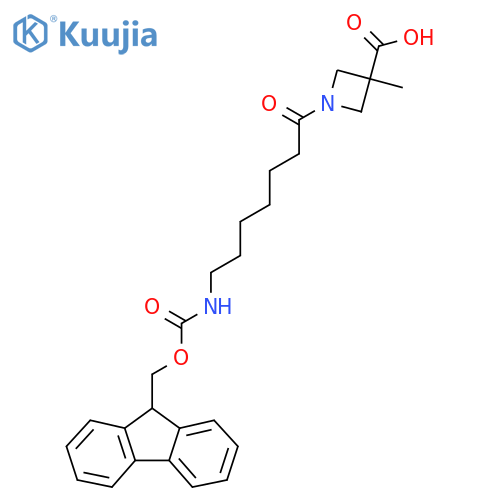 1-7-({(9H-fluoren-9-yl)methoxycarbonyl}amino)heptanoyl-3-methylazetidine-3-carboxylic acid structure