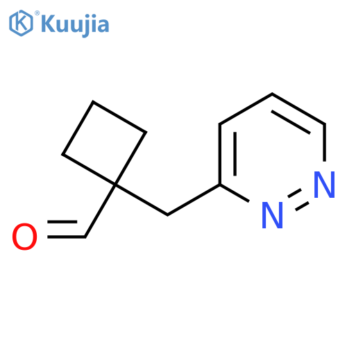 1-(pyridazin-3-yl)methylcyclobutane-1-carbaldehyde structure