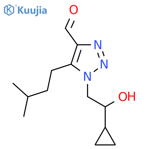 1-(2-cyclopropyl-2-hydroxyethyl)-5-(3-methylbutyl)-1H-1,2,3-triazole-4-carbaldehyde structure