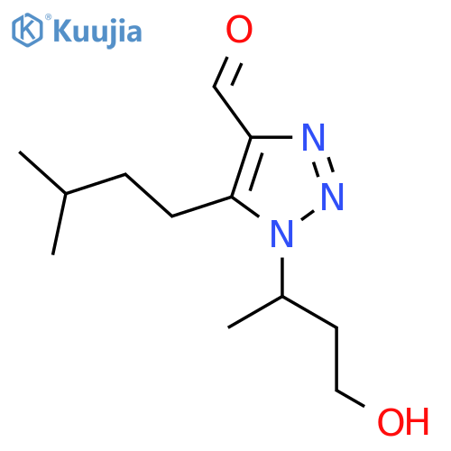 1-(4-hydroxybutan-2-yl)-5-(3-methylbutyl)-1H-1,2,3-triazole-4-carbaldehyde structure