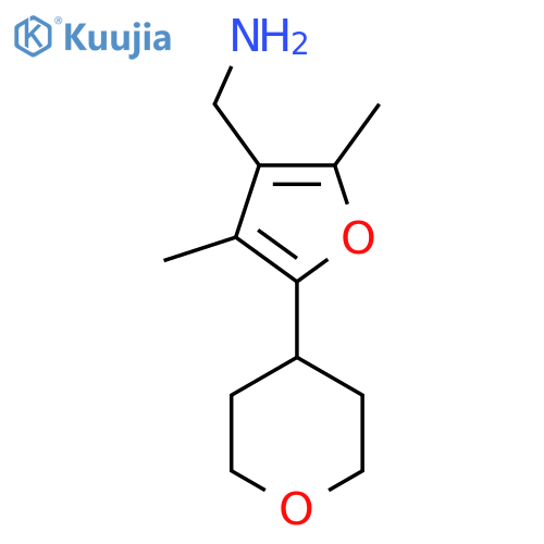 2,4-dimethyl-5-(oxan-4-yl)furan-3-ylmethanamine structure