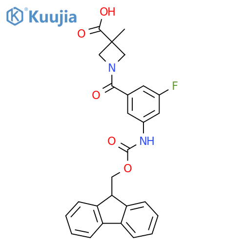 1-3-({(9H-fluoren-9-yl)methoxycarbonyl}amino)-5-fluorobenzoyl-3-methylazetidine-3-carboxylic acid structure