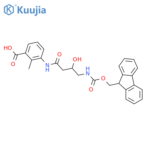 3-4-({(9H-fluoren-9-yl)methoxycarbonyl}amino)-3-hydroxybutanamido-2-methylbenzoic acid structure