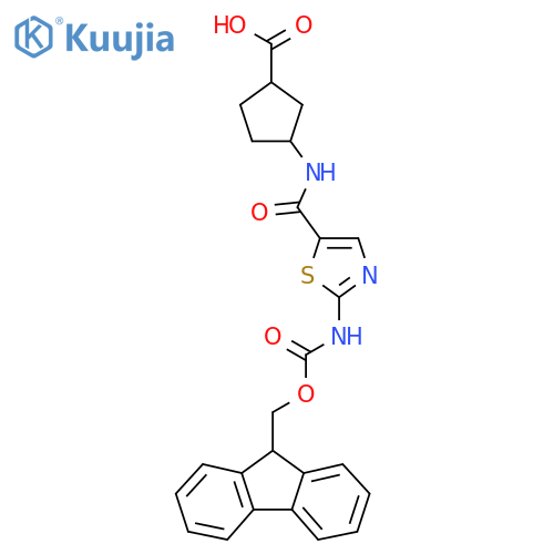 3-2-({(9H-fluoren-9-yl)methoxycarbonyl}amino)-1,3-thiazole-5-amidocyclopentane-1-carboxylic acid structure