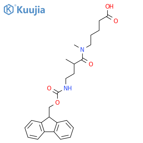 5-4-({(9H-fluoren-9-yl)methoxycarbonyl}amino)-N,2-dimethylbutanamidopentanoic acid structure