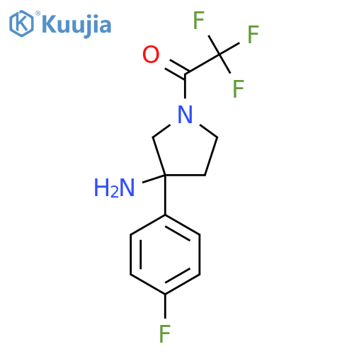 1-3-amino-3-(4-fluorophenyl)pyrrolidin-1-yl-2,2,2-trifluoroethan-1-one structure